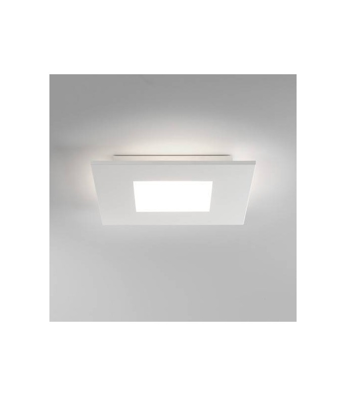 LED 1 Light Square Flush Ceiling Light Matt White - 1