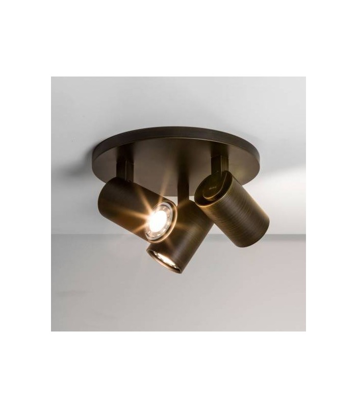 3 Light Triple Round Spotlight Bronze Effect, GU10 - 1