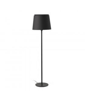 Floor Lamp Round Tappered Shade Black
