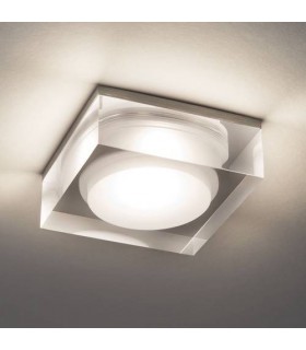 LED 1 Light Square Bathroom Surface Mounted Downlight Clear Acrylic IP44 - 1