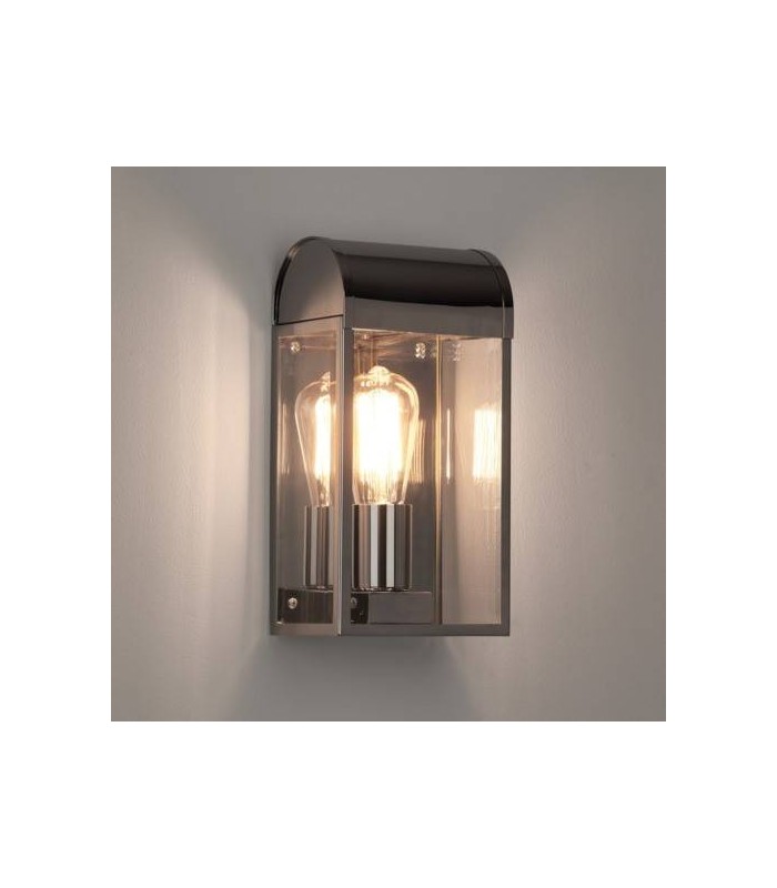 1 Light Outdoor Wall Lantern Polished Nickel IP44, E27 - 1