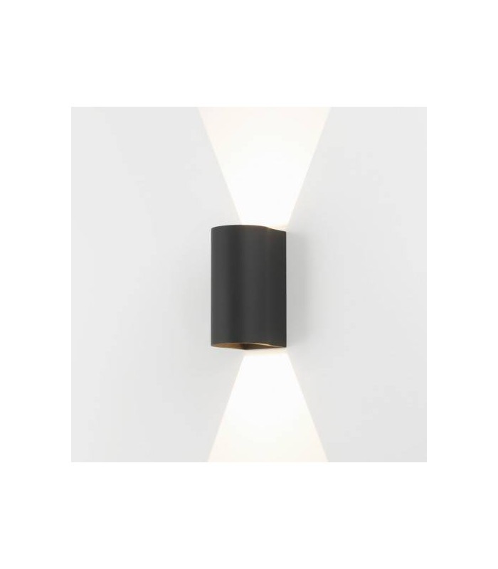 LED 1 Light Outdoor Large Up Down Wall Light Textured Black IP65 - 1