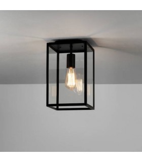 1 Light Outdoor Flush Ceiling Light Textured Black, E27 - 1