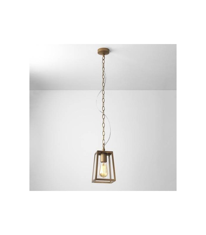 1 Light Outdoor Ceiling Pendant Light Antique Brass, E27 - 1