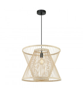 Hanging Cage Wire Pendant E27 40W Imitation Wood