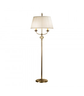 Classic Fabric Round Tapered Floor Light Antique Brass