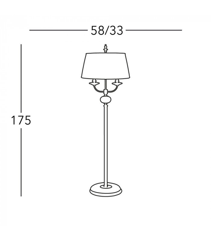 Classic Fabric Round Tapered Floor Light Antique Brass, 2x E14