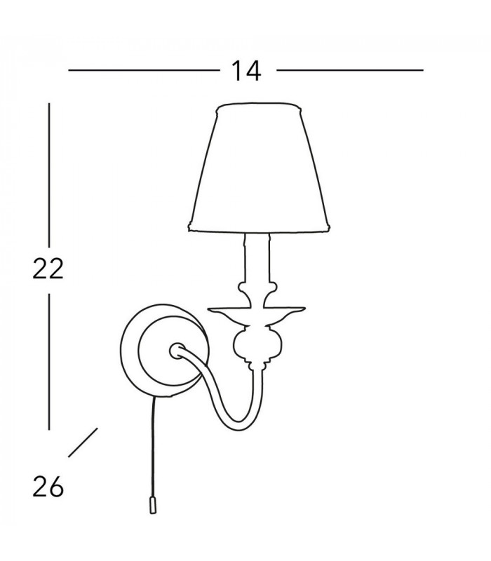 Classic Candle Wall Light Antique Brass, 1x E14