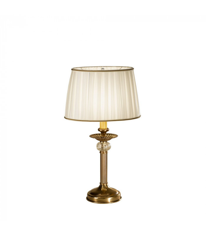 Classic Fabric Tapered Shade Table Light Antique Brass