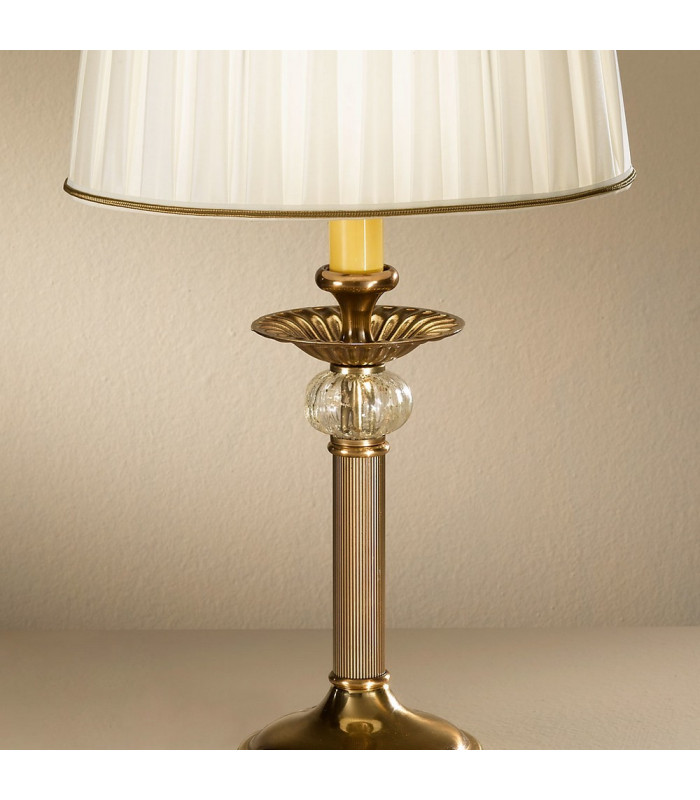 Classic Fabric Tapered Shade Table Light Antique Brass, 1x E14