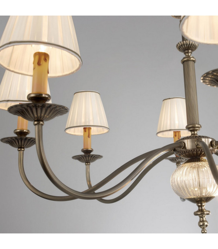 Classic 6 Arm Chandelier Antique Brass, 6x E14