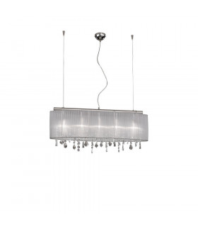Designer Crystal Fabric Straight Pendant Light Polished Chrome