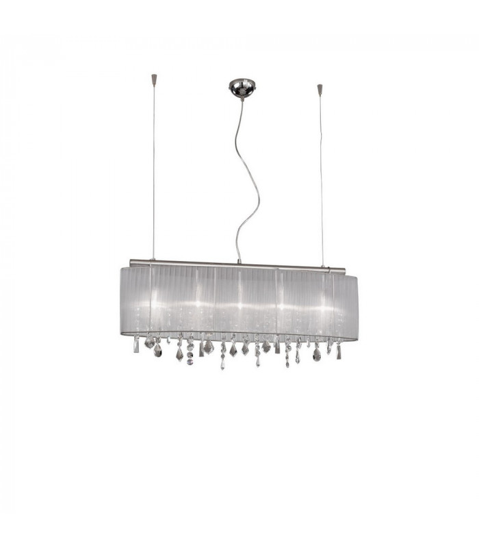 Designer Crystal Fabric Straight Pendant Light Polished Chrome