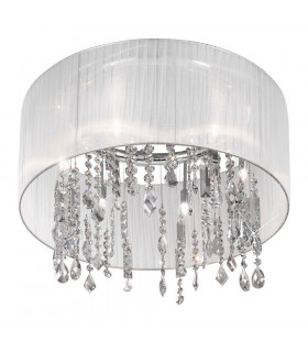Designer Crystal Fabric Cylindrical Chandelier Polished Chrome