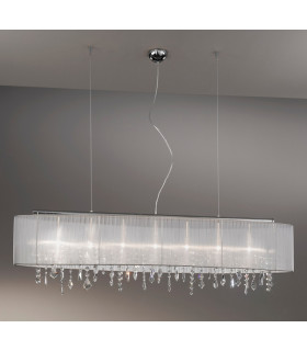 Designer Crystal Fabric Straight Pendant Light Polished Chrome