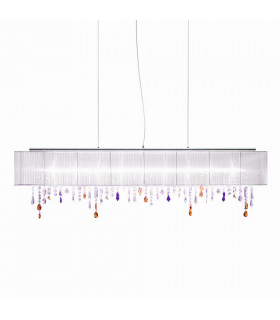 Designer Crystal Fabric Straight Large Chandelier Polished Chrome
