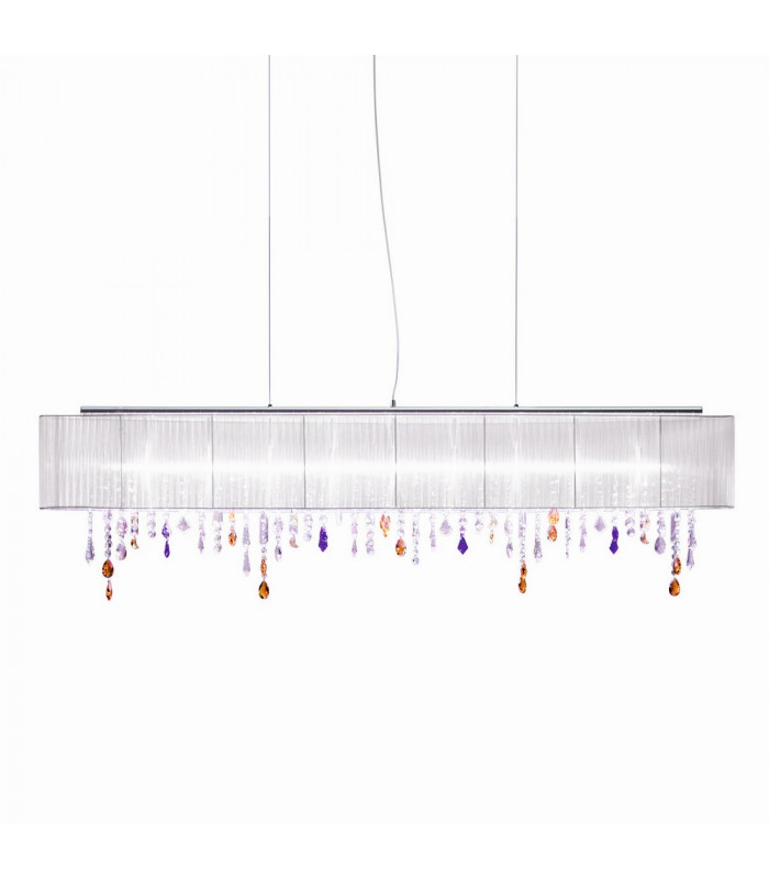 Designer Crystal Fabric Straight Large Chandelier Polished Chrome