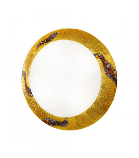 Designer Glass Patterned Flush Ceiling Lamp Polished Gold - Kiss Gold Pattern