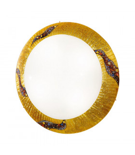 Designer Glass Patterned Flush Ceiling Lamp Polished Gold - Kiss Gold Pattern