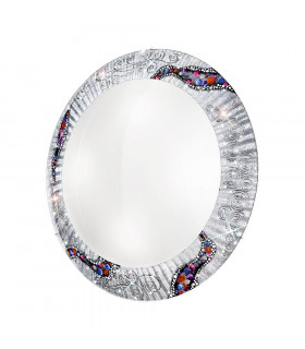 Designer Glass Patterned Flush Ceiling Lamp Polished Chrome - Kiss Silver Pattern