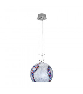 Designer Glass Dome Pendant Light Polished Chrome - Kiss Silver Pattern