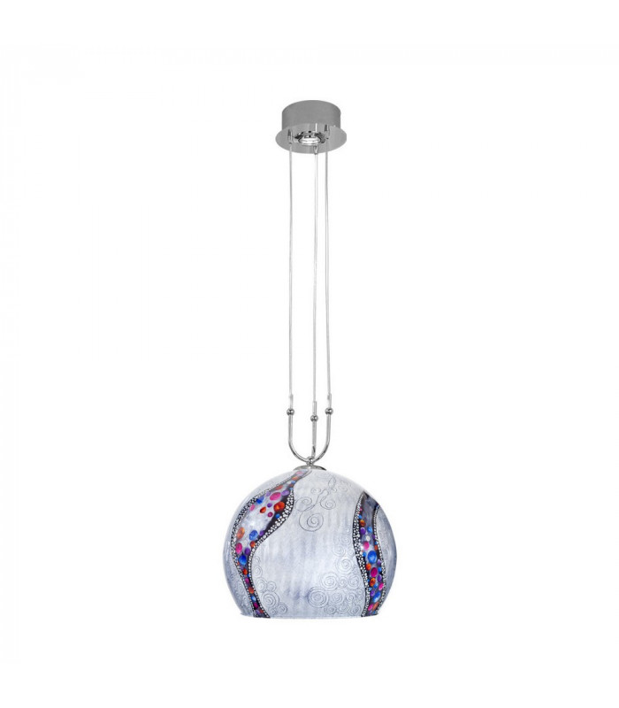 Designer Glass Dome Pendant Light Polished Chrome - Kiss Silver Pattern