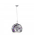 Designer Glass Dome Pendant Light Polished Chrome 1x E27 - Kiss Silver Pattern
