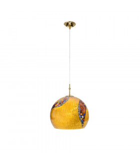 Designer Glass Dome Pendant Light Polished Gold - Kiss Gold Pattern