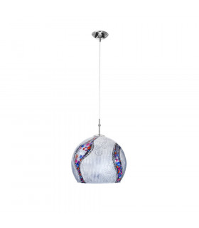 Designer Glass Dome Pendant Light Polished Chrome - Kiss Silver Pattern
