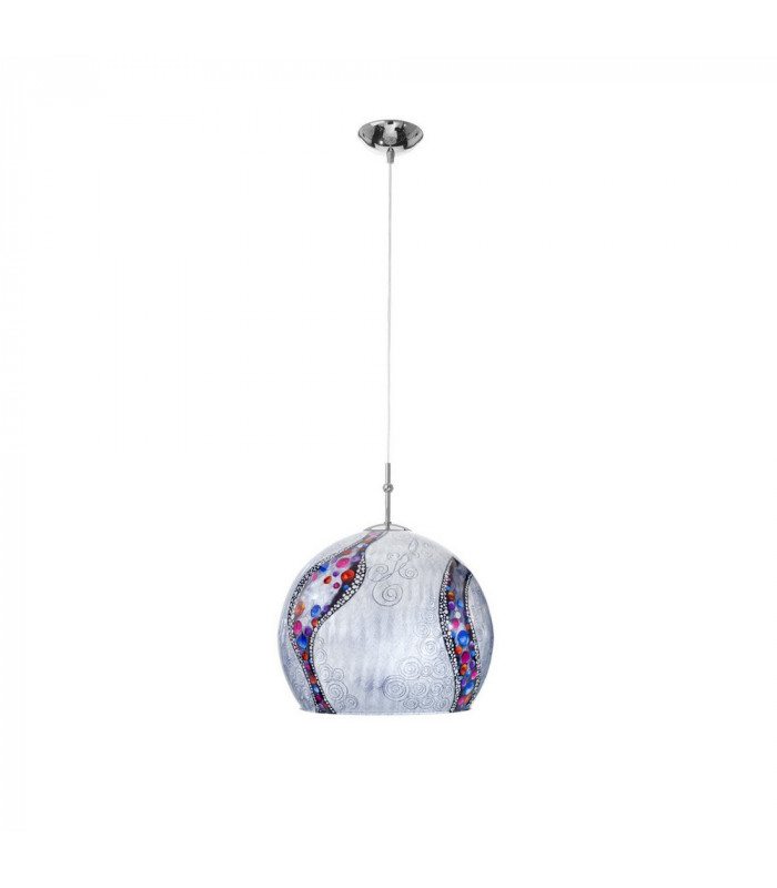 Designer Glass Dome Pendant Light Polished Chrome - Kiss Silver Pattern