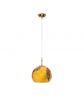 Designer Glass Dome Pendant Light Polished Gold - Kiss Gold Pattern