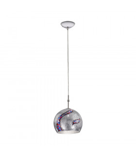 Designer Glass Dome Pendant Light Polished Chrome - Kiss Silver Pattern