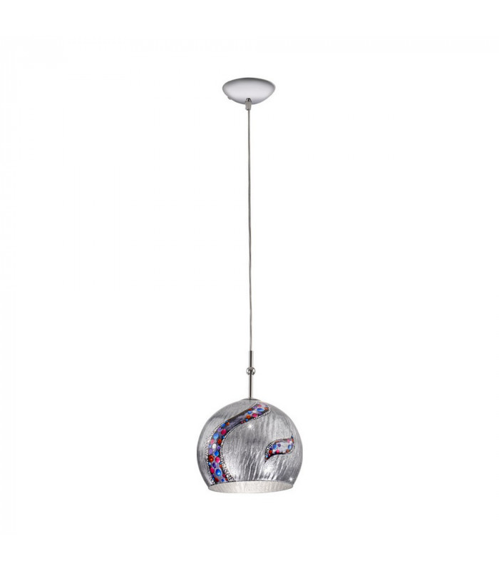 Designer Glass Dome Pendant Light Polished Chrome - Kiss Silver Pattern