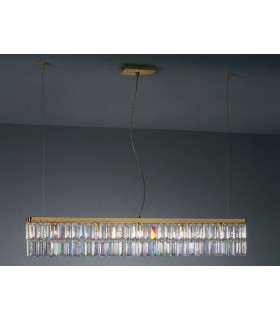 Designer Crystal Straight Pendant Light Polished Gold