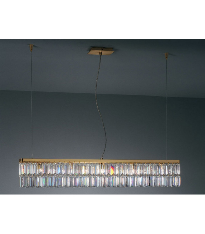 Designer Crystal Straight Pendant Light Polished Gold