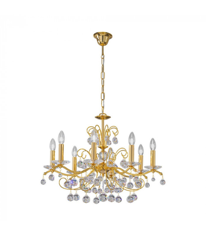 Classic Crystal 8 Arm Chandelier Polished Gold