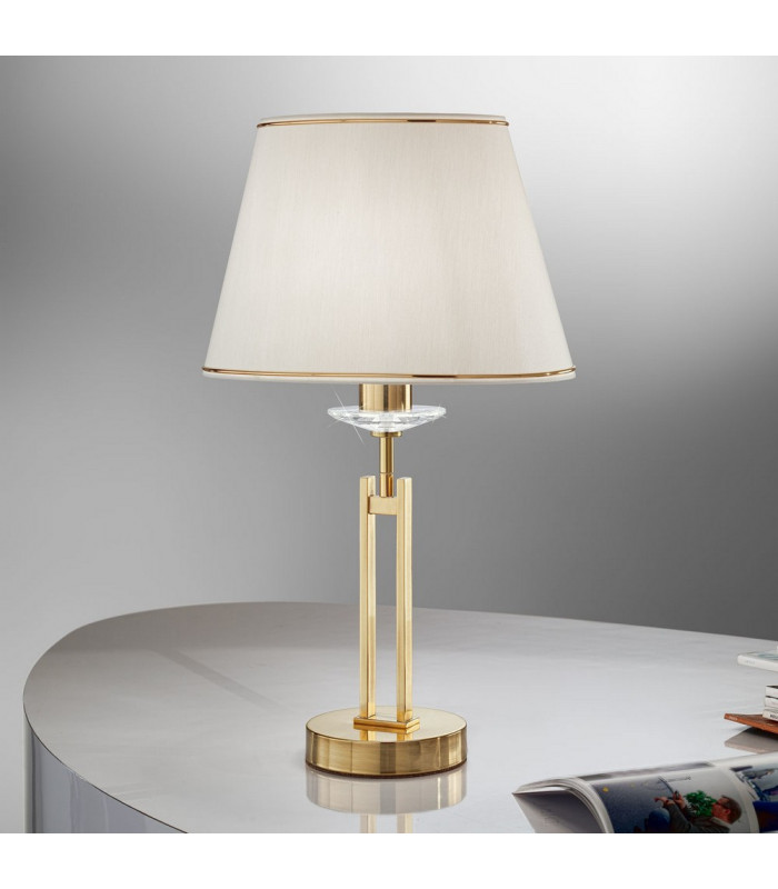 Classic Fabric Tapered Shade Table Light English Brass, 1x E27