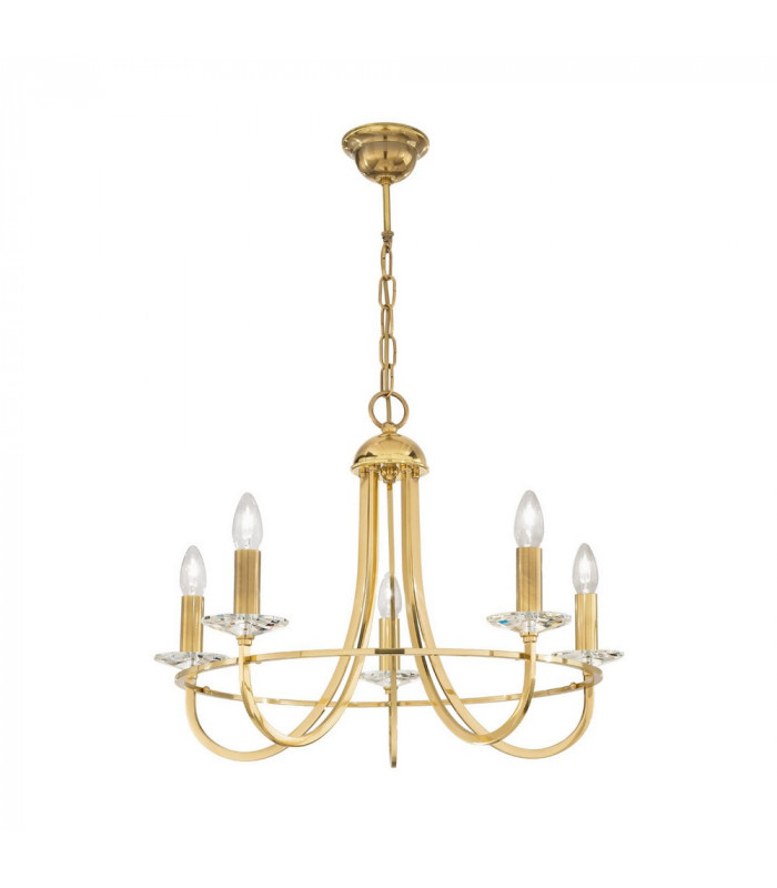 Classic 5 Arm Chandelier English Brass