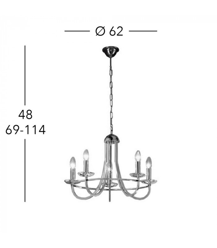 Classic 5 Arm Chandelier English Brass, 5x E14