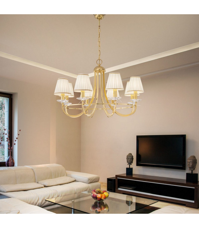 Classic 8 Arm Chandelier English Brass, 8x E14