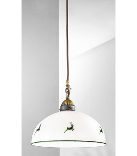 Cottage Style Glass Dome Pendant Light Matt Antique Brass