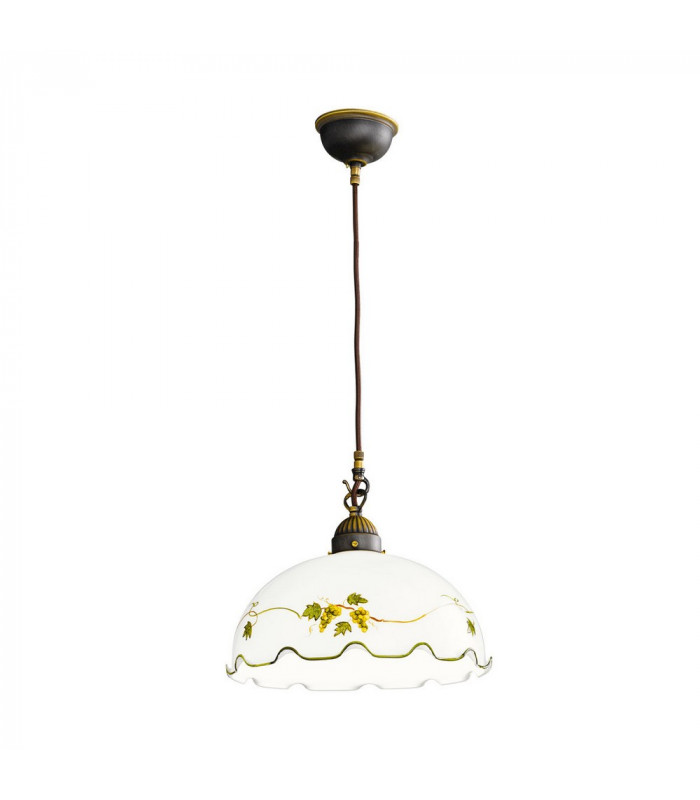 Cottage Style Glass Dome Pendant Light Matt Antique Brass
