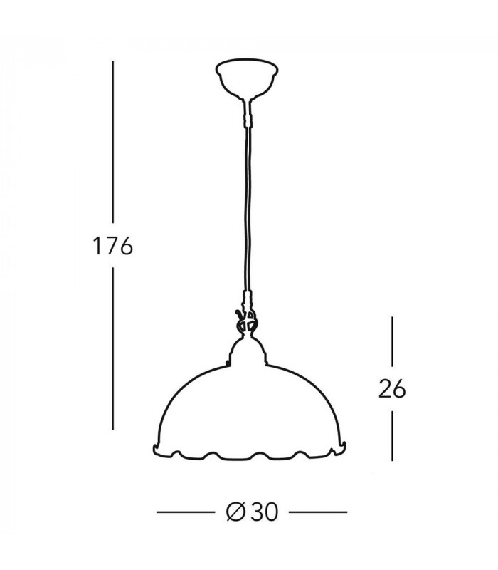 Cottage Style Glass Dome Pendant Light Matt Antique Brass, 1x E27