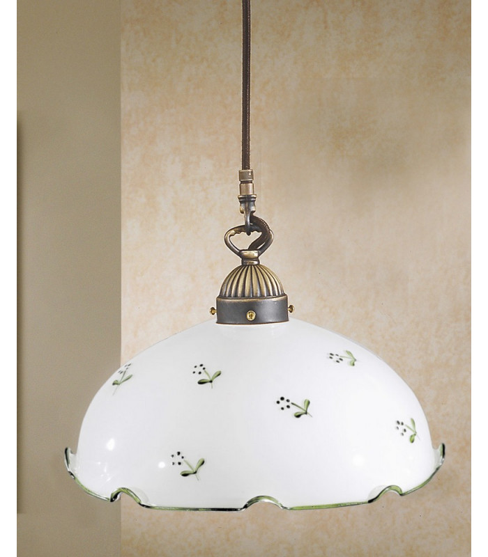 Cottage Style Glass Dome Pendant Light Matt Antique Brass