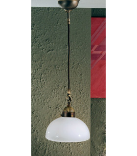 Cottage Style Glass Dome Pendant Light Matt Antique Brass