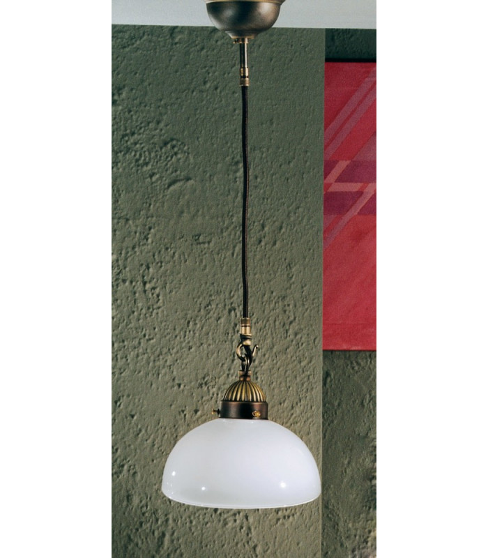 Cottage Style Glass Dome Pendant Light Matt Antique Brass