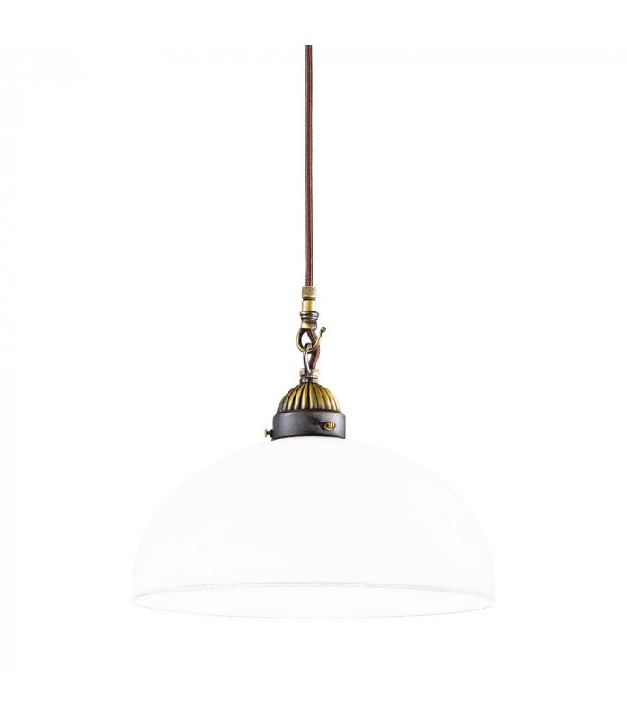 Cottage Style Glass Dome Pendant Light Matt Antique Brass
