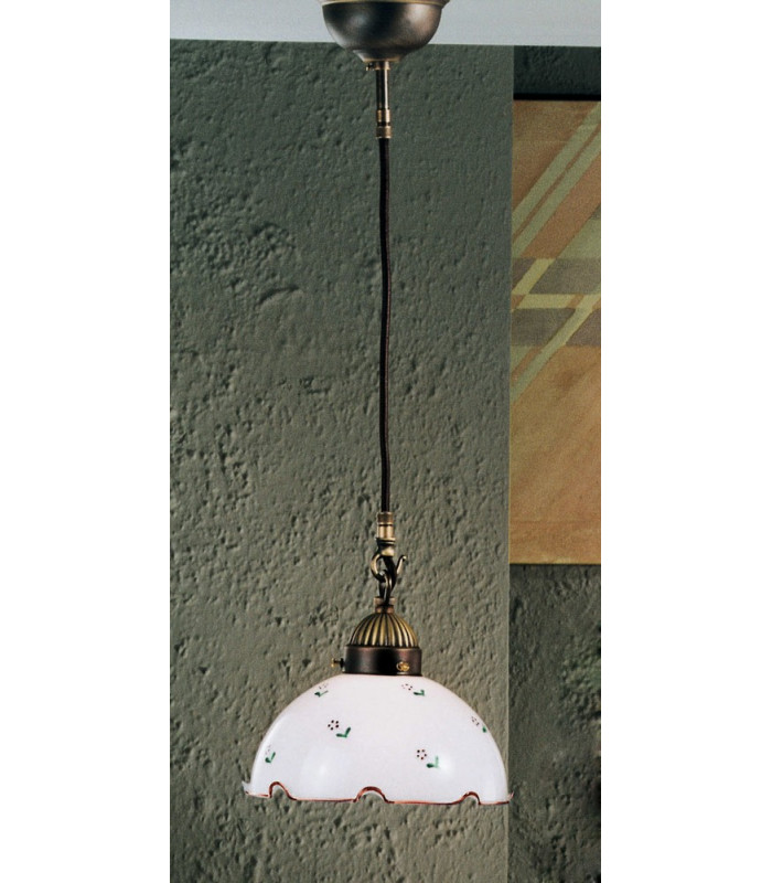 Cottage Style Glass Dome Pendant Light Matt Antique Brass