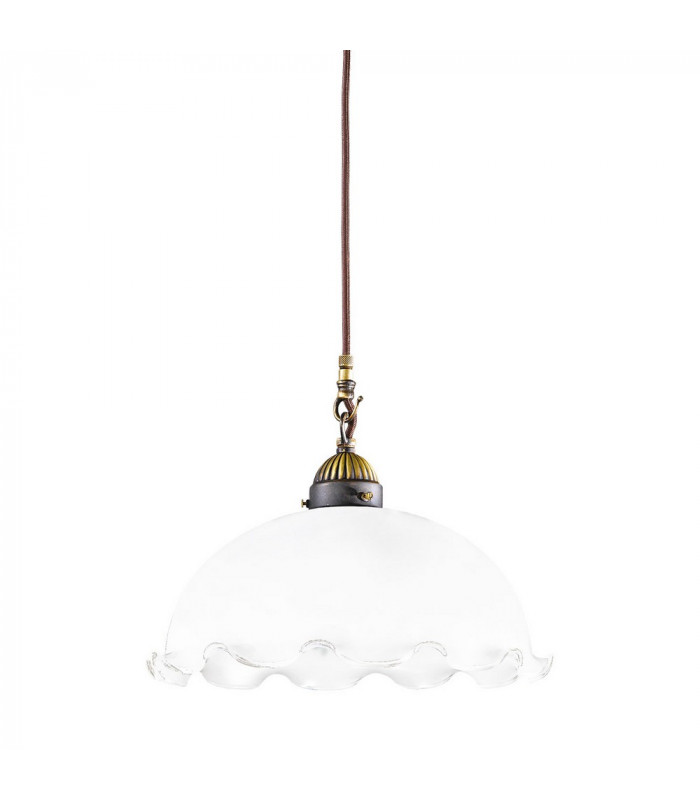 Cottage Style Glass Dome Pendant Light Matt Antique Brass