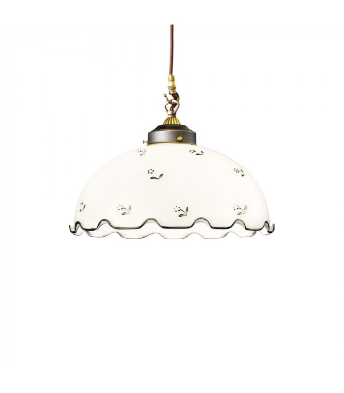 Cottage Style Glass Dome Pendant Light Matt Antique Brass